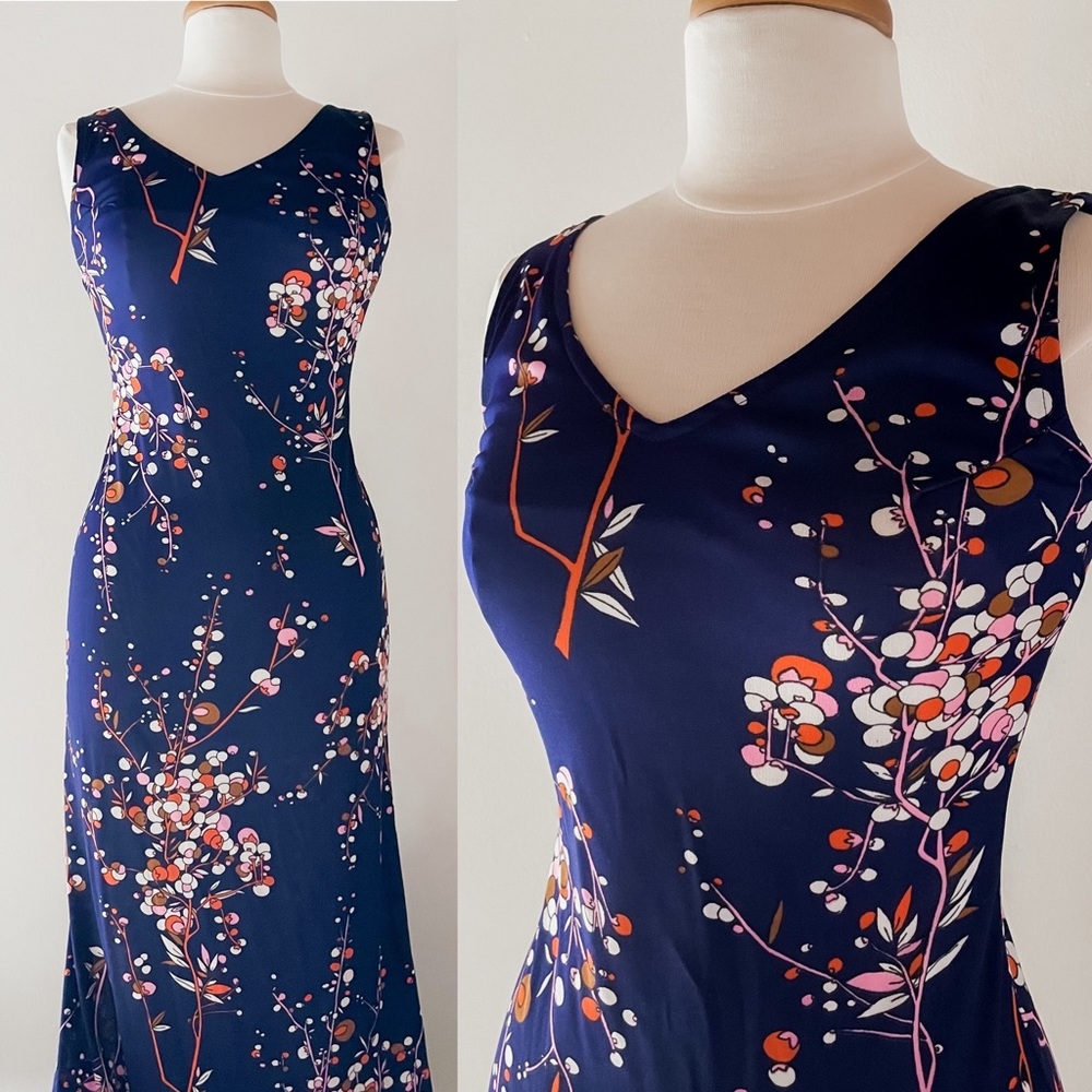 Vintage Abstract Floral Print Maxi Dress